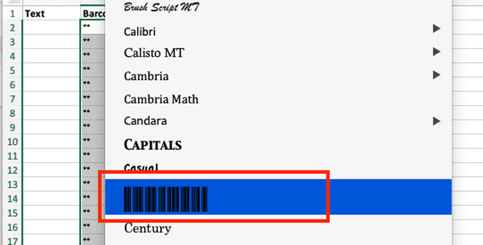 Download barcode fonts