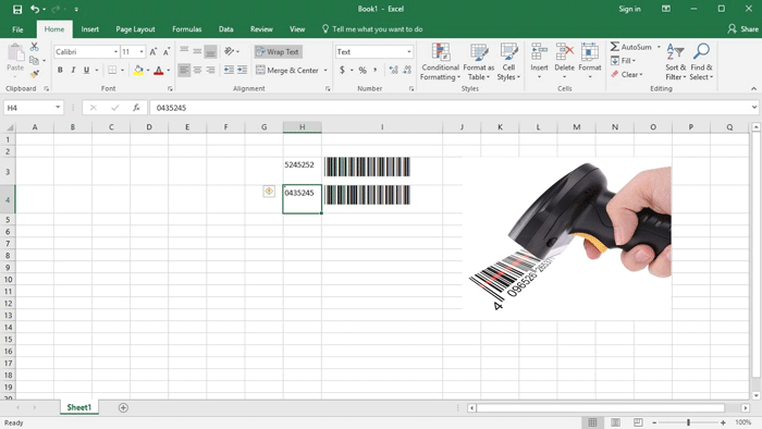 Create barcodes free in Excel