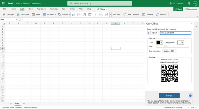 Generate a QR code in Excel