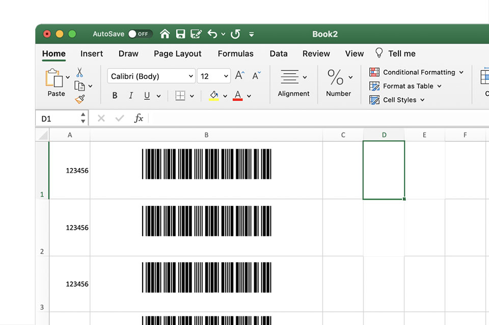 You can create barcodes with Excel