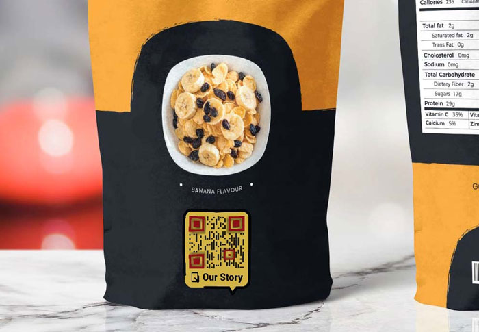 Product packaging with QR Instagram code