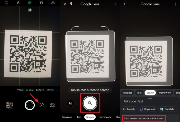 Sacn QR code with Google Lens