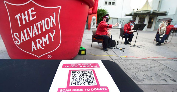 QR code donations are accepted by the Salvation Army