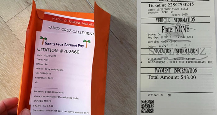 The real and fake parking ticket