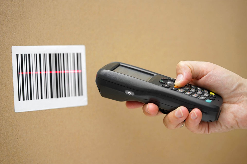 A barcode scanner has 3 parts