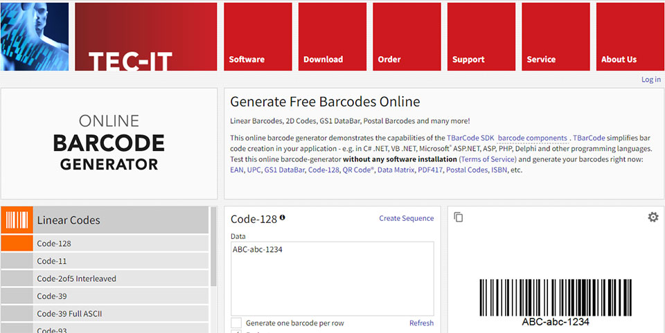 The online barcode generator website