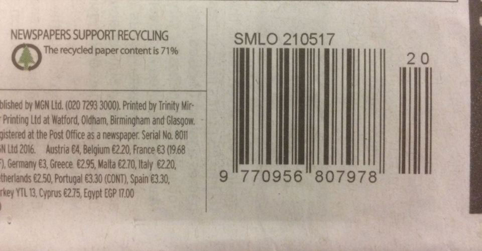 Position a barcode on a tabloid