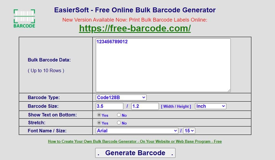 Free Bulk Barcode Generator