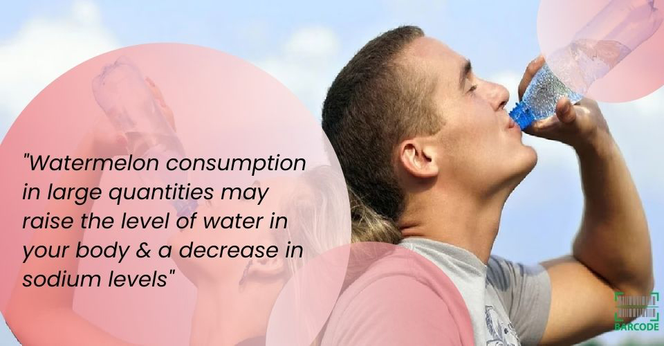 Over-consuming watermelon can cause overhydration