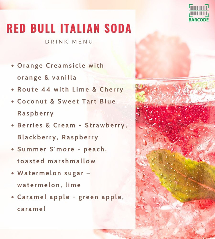 Recommended flavors of Red Bull Italian Soda