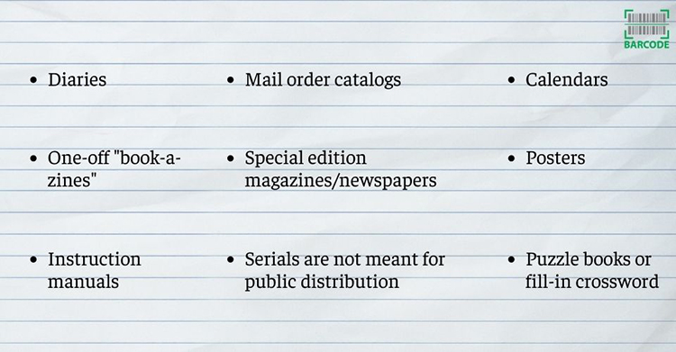 Products that do not require an ISSN number