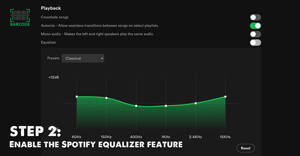 Enable the Spotify equalizer feature