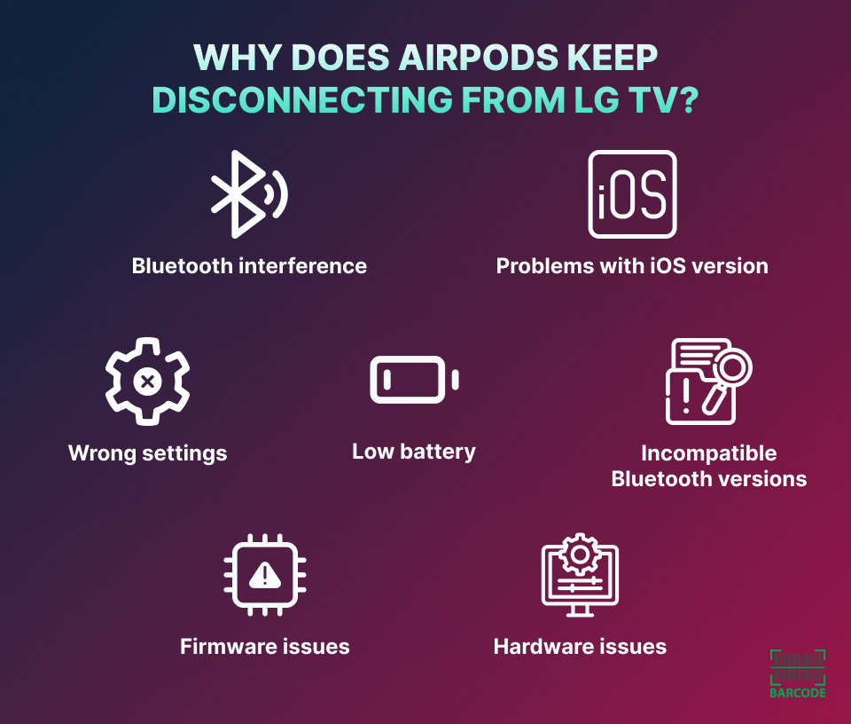 Reasons why AirPods keep disconnecting from LG TV