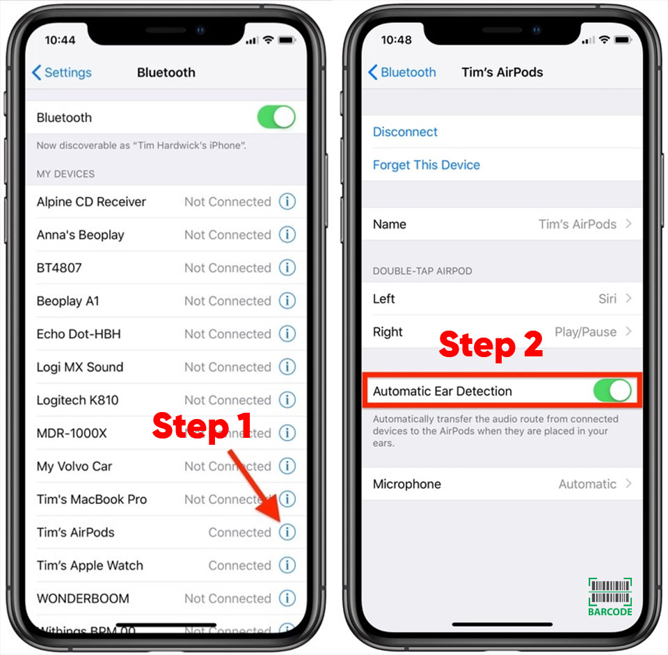 Toggle off Automatic Ear Detection