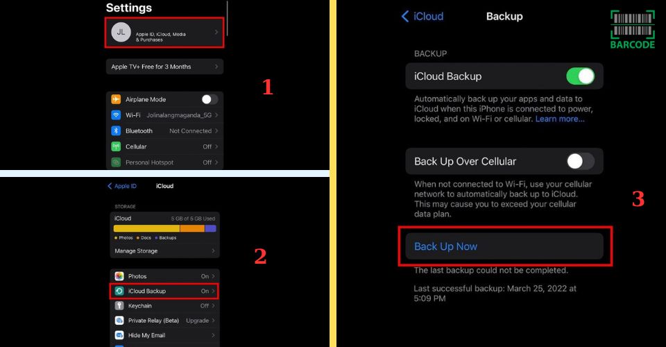 Steps to get an iCloud backup