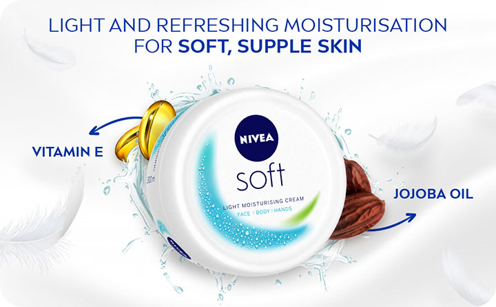 Nivea Soft Cream moisturizes your face, body, and hands