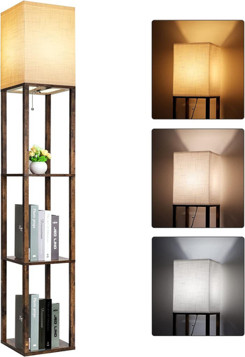 RUNTOP Floor Lamp with Shelves