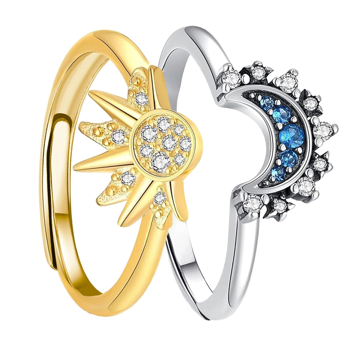 DAYANEY Sun and Moon Ring set