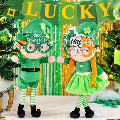 Gloveleya Plush Dolls Saint Patrick's Day Gifts Soft Blessings Doll Shamrock Wishes Plush Elf Baby Girl Gifts