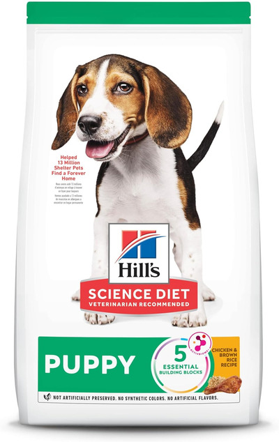 Hill's Science Diet Dry Dog Food, Puppy, Chicken & Brown Rice, Fibers for Digestion