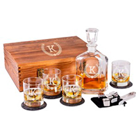 Froolu Engraved Liquor Whiskey Decanter Set