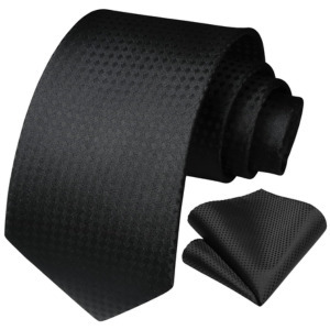 HISDERN Plaid Checkered Tie Handkerchief Set