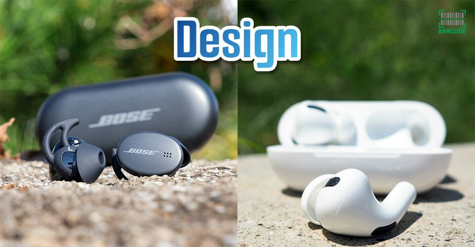 The different designs between AirPods Pro vs Bose Sport Earbuds