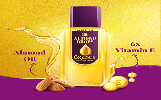 Bajai Almond Drops Oil contains 6x vitamin E