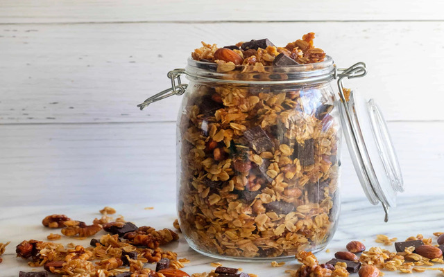 Fold candy into your granola