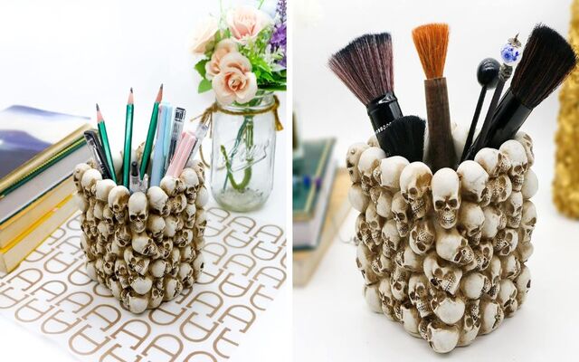 The unique skull pen holder