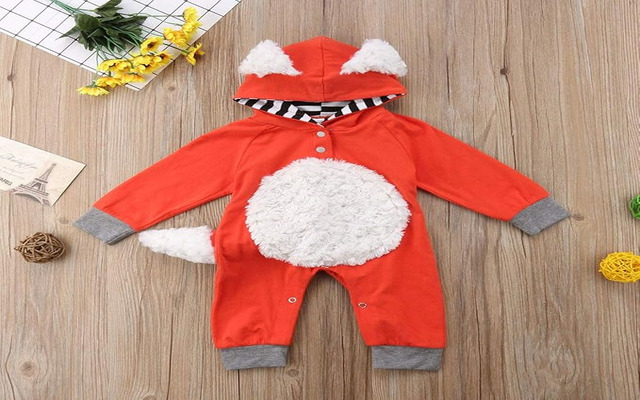 Noubeau Newborn Fox Coat Fur Bodysuit