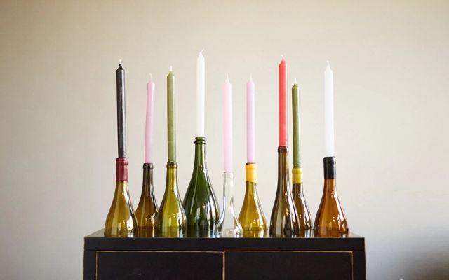 Wine Bottle Candlesticks