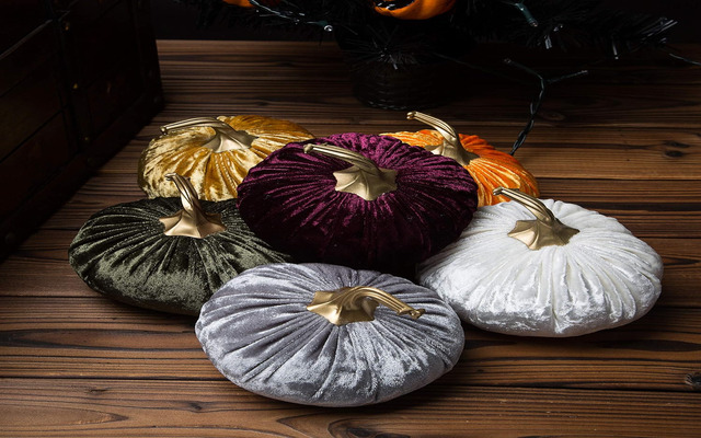 Ogrmar Set of 6 pack Handmade Velvet Pumpkins Decor