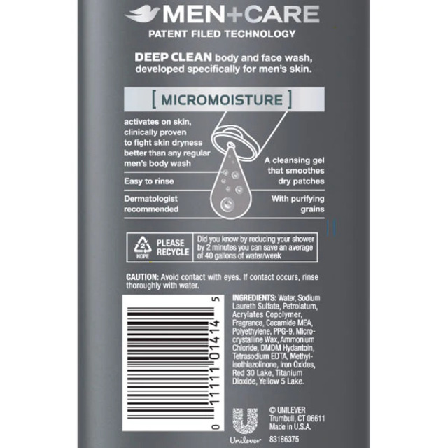 Ingredients of Dove men care